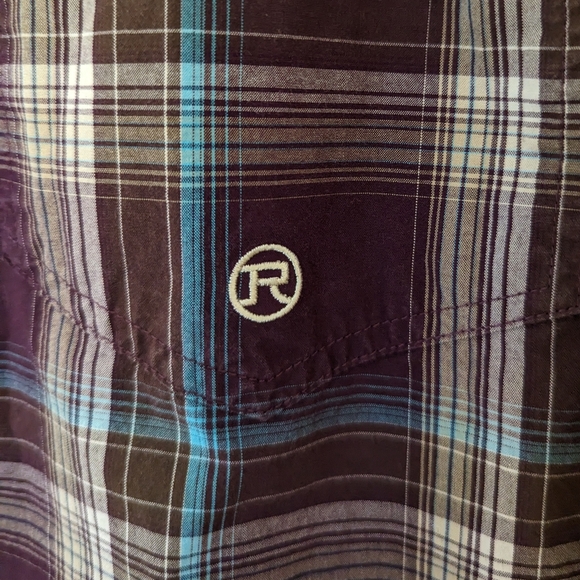 Roper Men's Western Plaid Rodeo Button Up Top - Picture 5 of 6